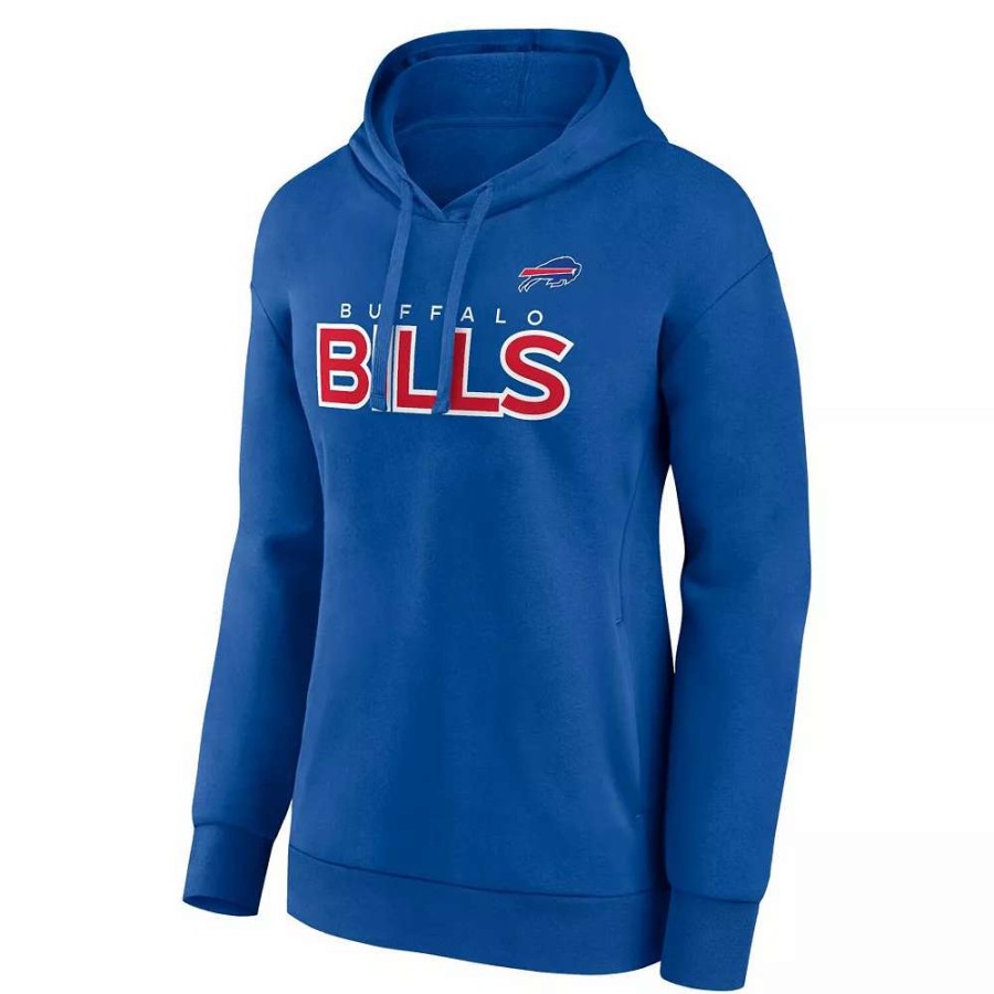 Tops * | Women'S Fanatics Branded Royal Buffalo Bills Checklist Crossover V-Neck Pullover Hoodie