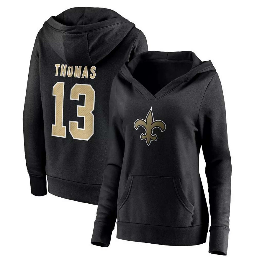 Tops * | Women'S Fanatics Branded Michael Thomas Black New Orleans Saints Player Icon Name & Number Pullover Hoodie