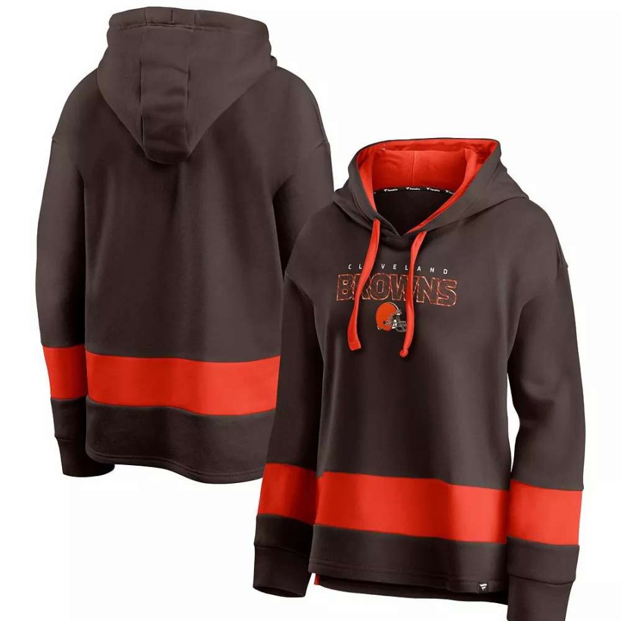 Tops * | Women'S Fanatics Branded Brown/Orange Cleveland Browns Colors Of Pride Colorblock Pullover Hoodie