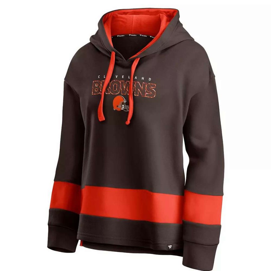 Tops * | Women'S Fanatics Branded Brown/Orange Cleveland Browns Colors Of Pride Colorblock Pullover Hoodie