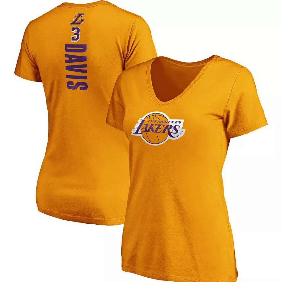 Tops * | Women'S Fanatics Branded Anthony Davis Gold Los Angeles Lakers Team Playmaker Name & Number V-Neck T-Shirt