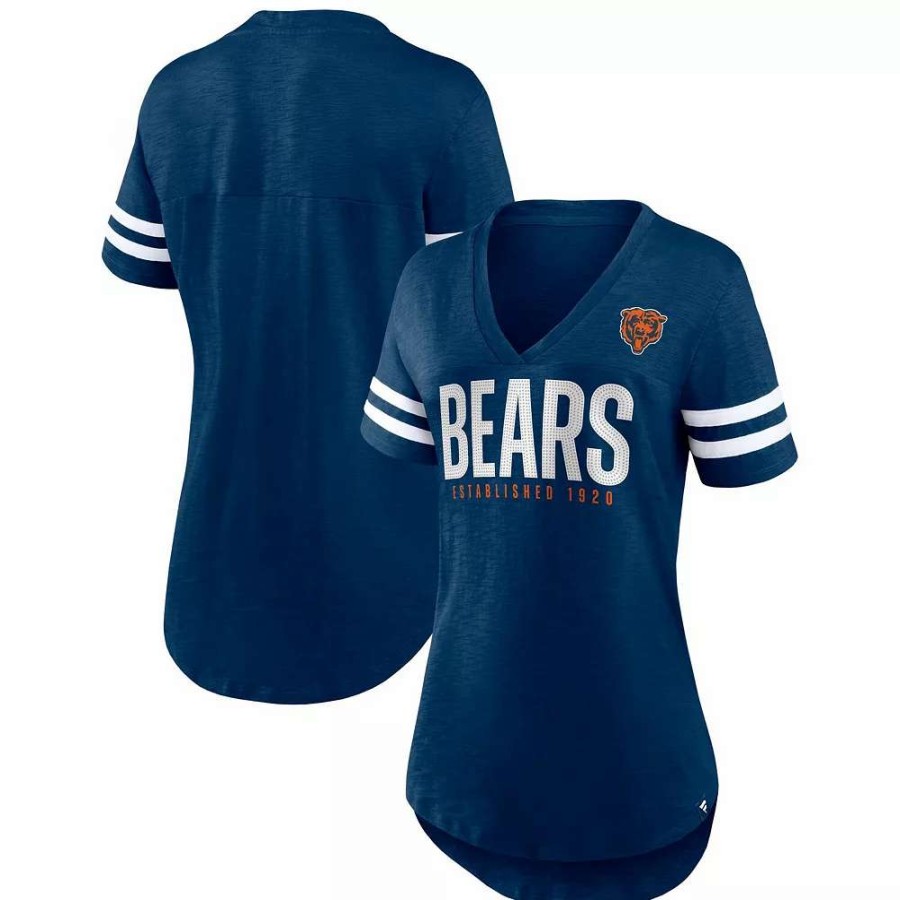 Tops * | Women'S Fanatics Branded Navy Chicago Bears Speed Tested V-Neck T-Shirt