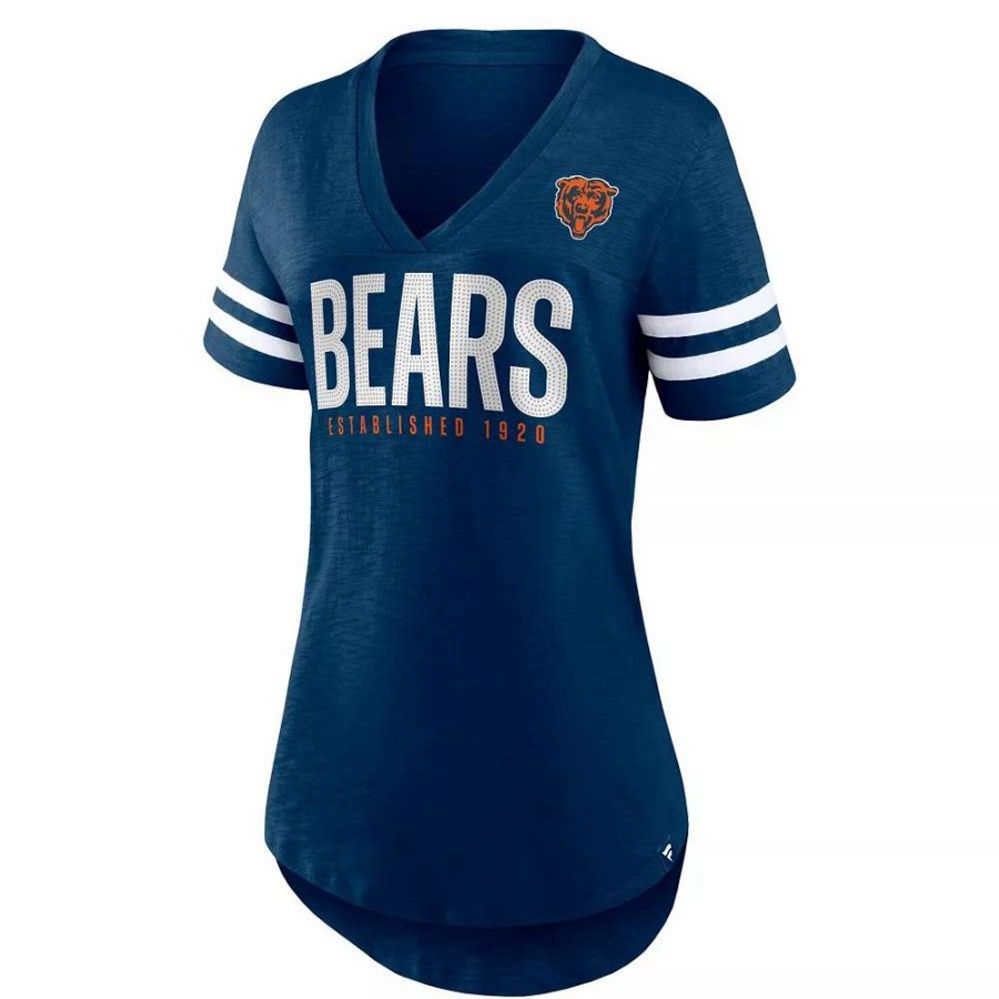 Tops * | Women'S Fanatics Branded Navy Chicago Bears Speed Tested V-Neck T-Shirt