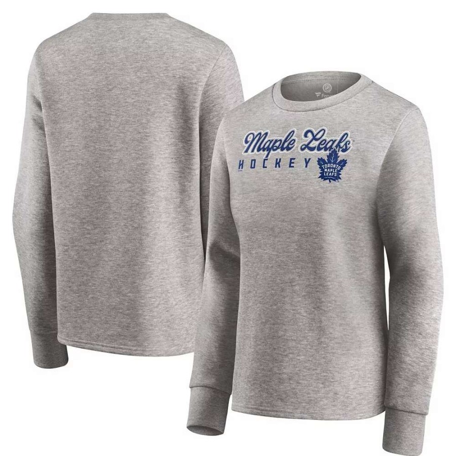 Tops * | Women'S Fanatics Branded Heathered Gray Toronto Maple Leafs Fan Favorite Script Pullover Sweatshirt