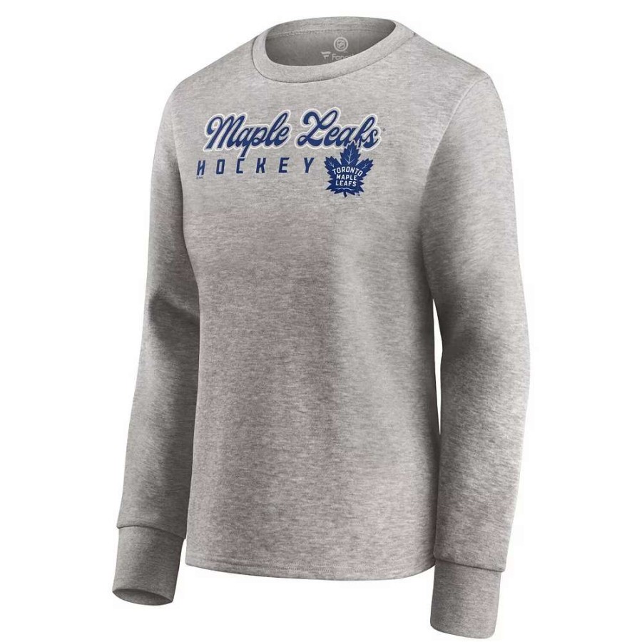 Tops * | Women'S Fanatics Branded Heathered Gray Toronto Maple Leafs Fan Favorite Script Pullover Sweatshirt