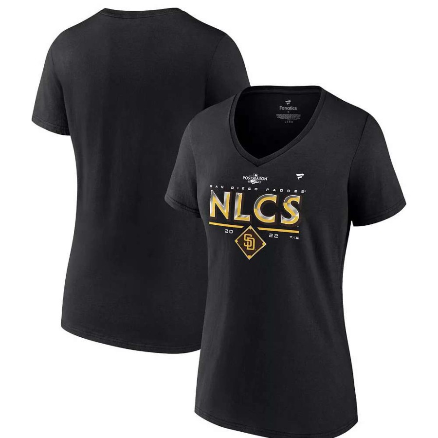 Tops * | Women'S Fanatics Branded Black San Diego Padres 2022 Division Series Winner Locker Room V-Neck T-Shirt