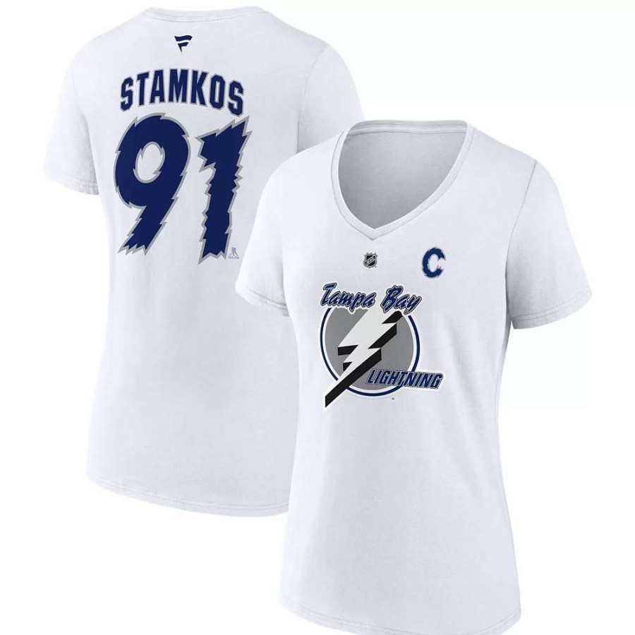 Tops * | Women'S Fanatics Branded Steven Stamkos White Tampa Bay Lightning Special Edition 2.0 Name & Number V-Neck T-Shirt