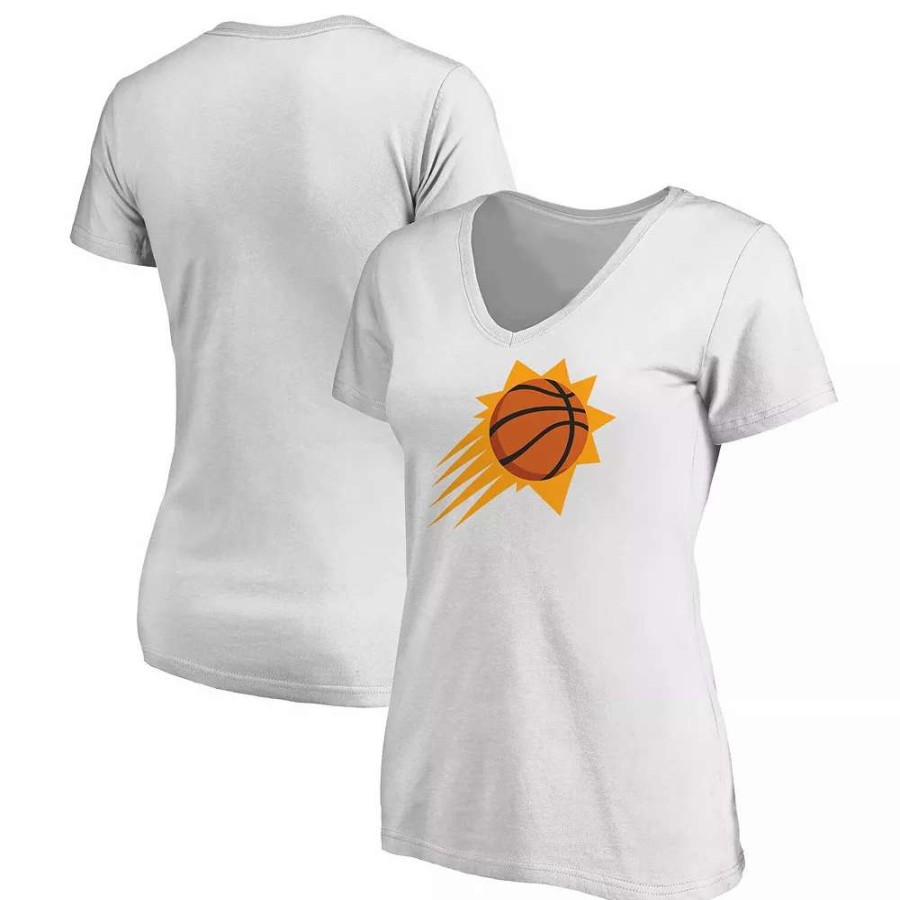 Tops * | Women'S Fanatics Branded White Phoenix Suns Primary Logo Team V-Neck T-Shirt