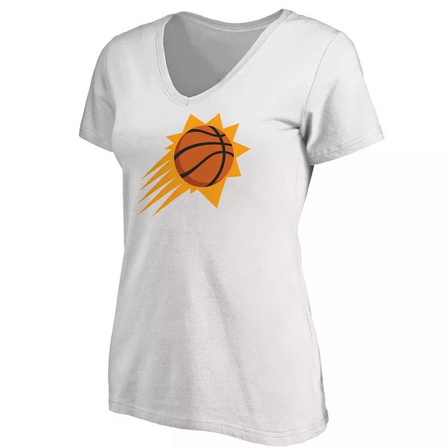 Tops * | Women'S Fanatics Branded White Phoenix Suns Primary Logo Team V-Neck T-Shirt