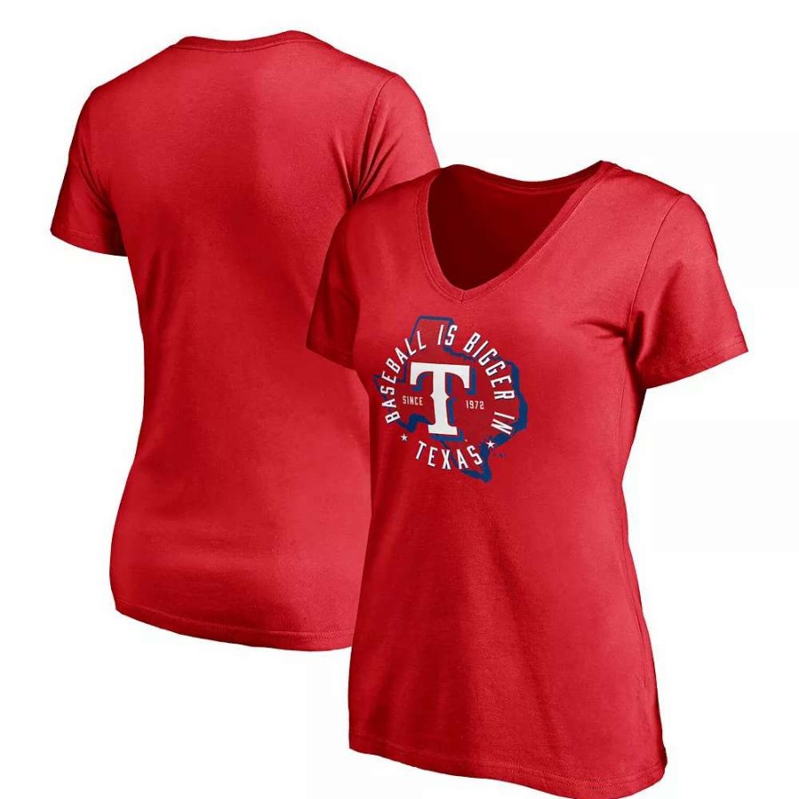 Tops * | Women'S Fanatics Branded Red Texas Rangers Hometown V-Neck T-Shirt