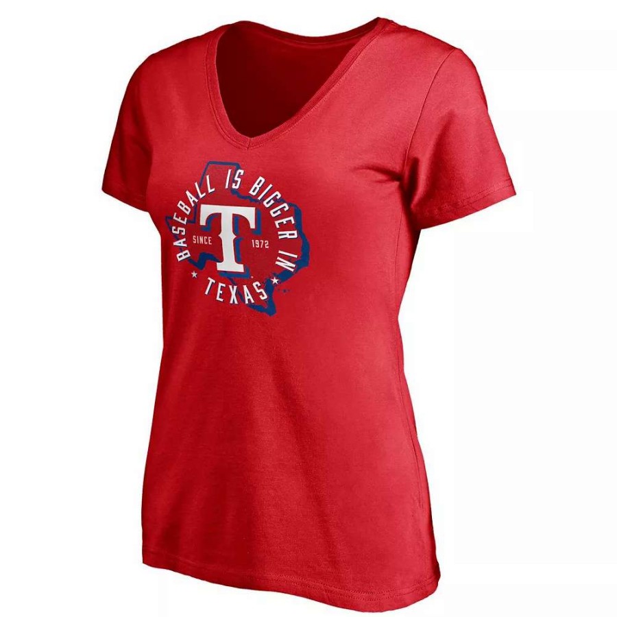 Tops * | Women'S Fanatics Branded Red Texas Rangers Hometown V-Neck T-Shirt