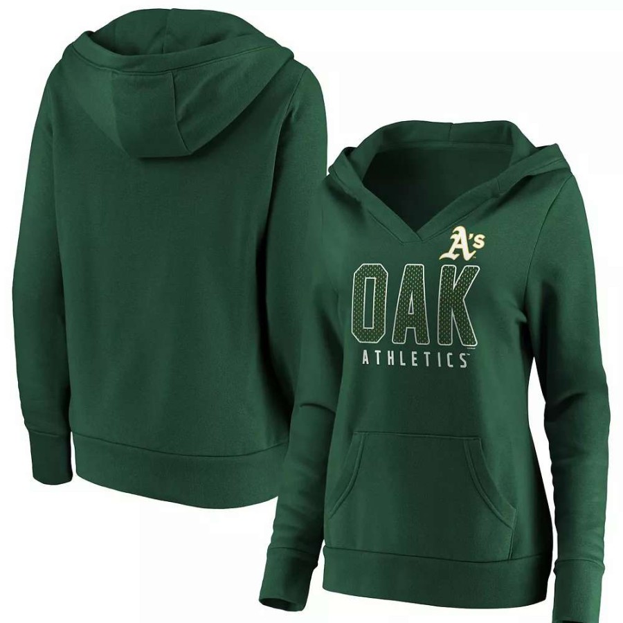 Tops * | Women'S Fanatics Branded Green Oakland Athletics Scoreboard V-Neck Pullover Hoodie