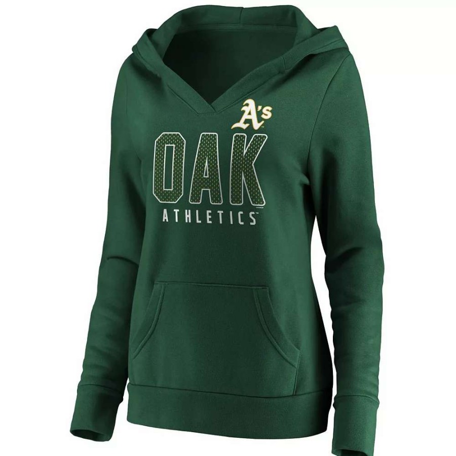 Tops * | Women'S Fanatics Branded Green Oakland Athletics Scoreboard V-Neck Pullover Hoodie