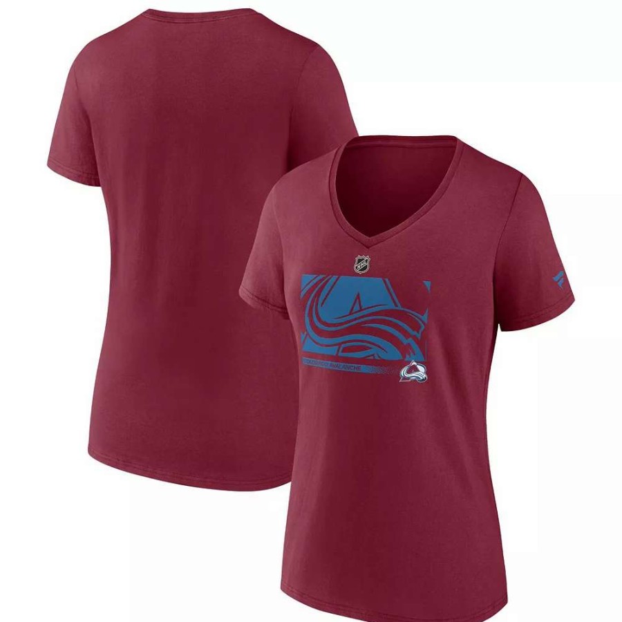 Tops * | Women'S Fanatics Branded Burgundy Colorado Avalanche Authentic Pro Core Collection Secondary Logo V-Neck T-Shirt