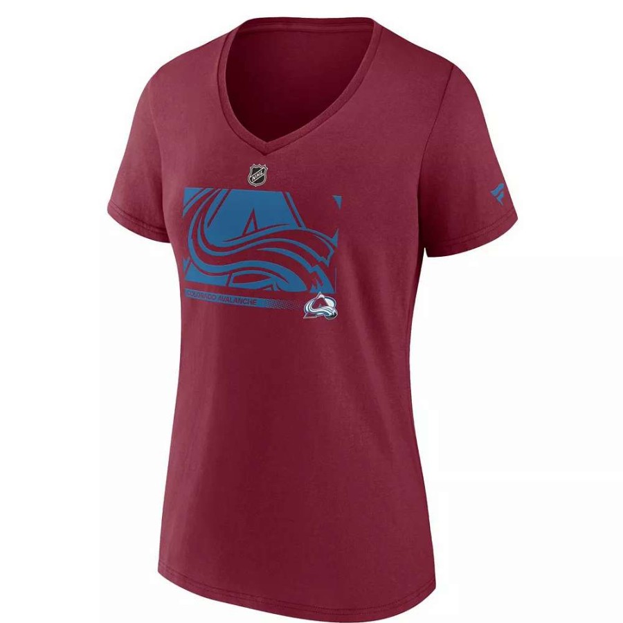 Tops * | Women'S Fanatics Branded Burgundy Colorado Avalanche Authentic Pro Core Collection Secondary Logo V-Neck T-Shirt