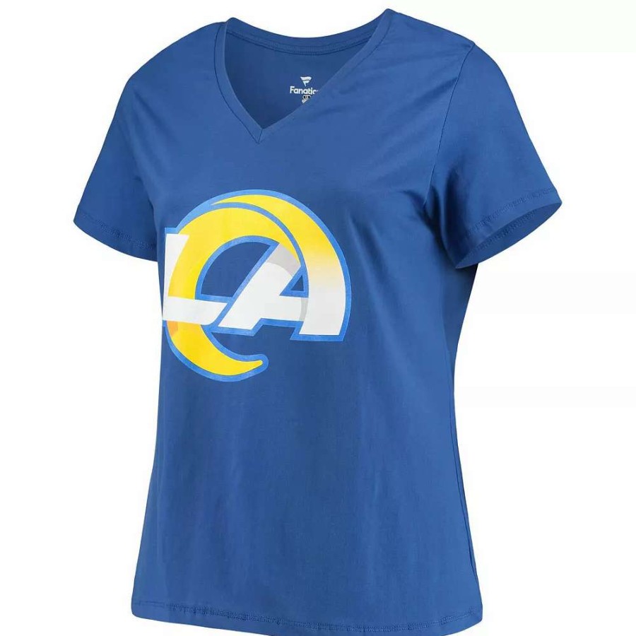 Tops * | Women'S Fanatics Branded Matthew Stafford Royal Los Angeles Rams Plus Size Player Name & Number V-Neck T-Shirt