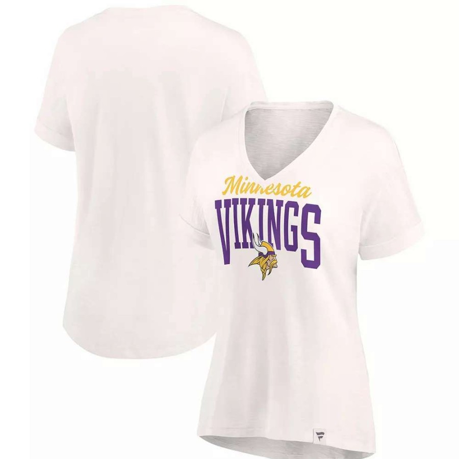 Tops * | Women'S Fanatics Branded Oatmeal Minnesota Vikings Motivating Force V-Neck T-Shirt