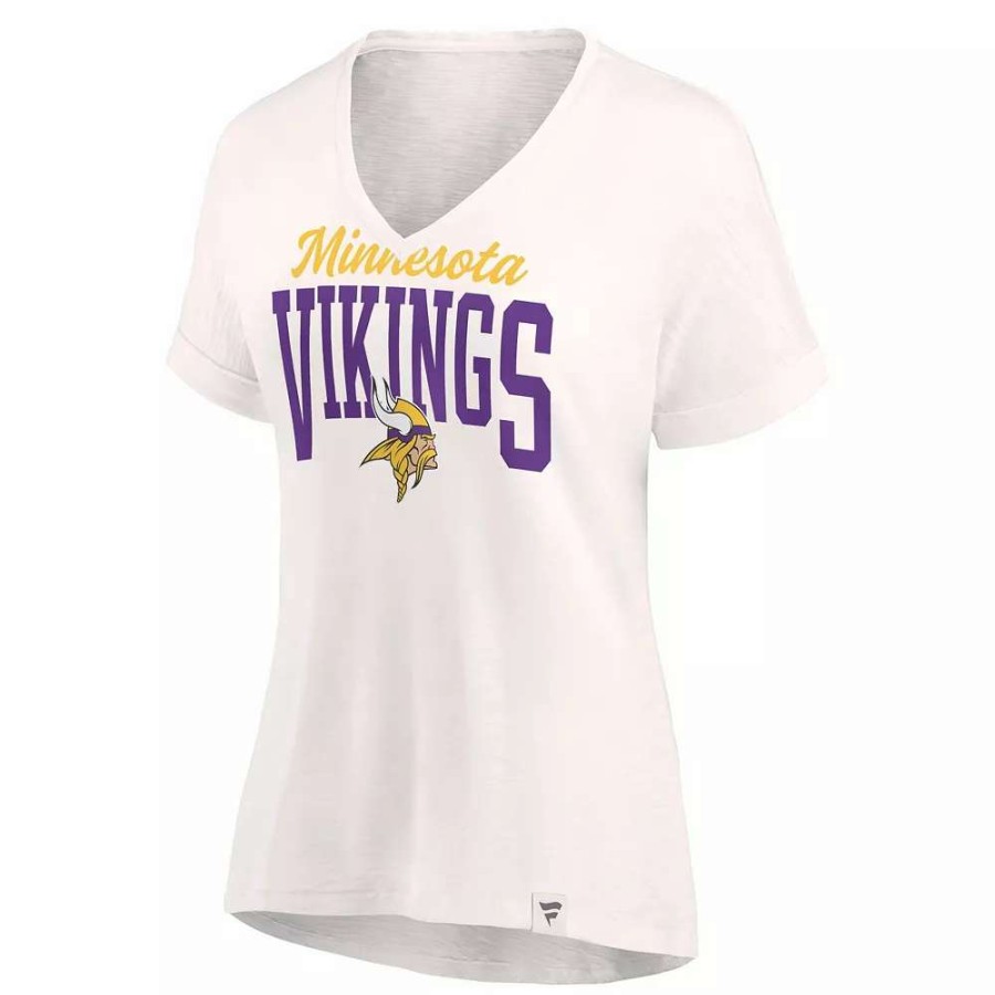 Tops * | Women'S Fanatics Branded Oatmeal Minnesota Vikings Motivating Force V-Neck T-Shirt