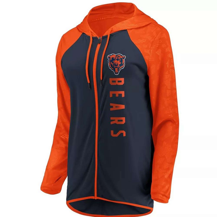 Tops * | Women'S Fanatics Branded Navy Chicago Bears Forever Fan Logo Full-Zip Hoodie