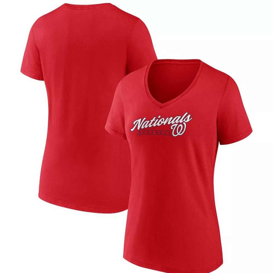 Tops * | Women'S Fanatics Branded Red Washington Nationals One & Only V-Neck T-Shirt