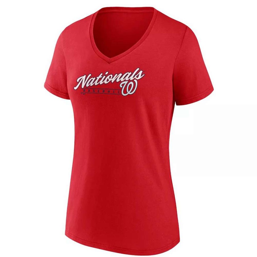 Tops * | Women'S Fanatics Branded Red Washington Nationals One & Only V-Neck T-Shirt