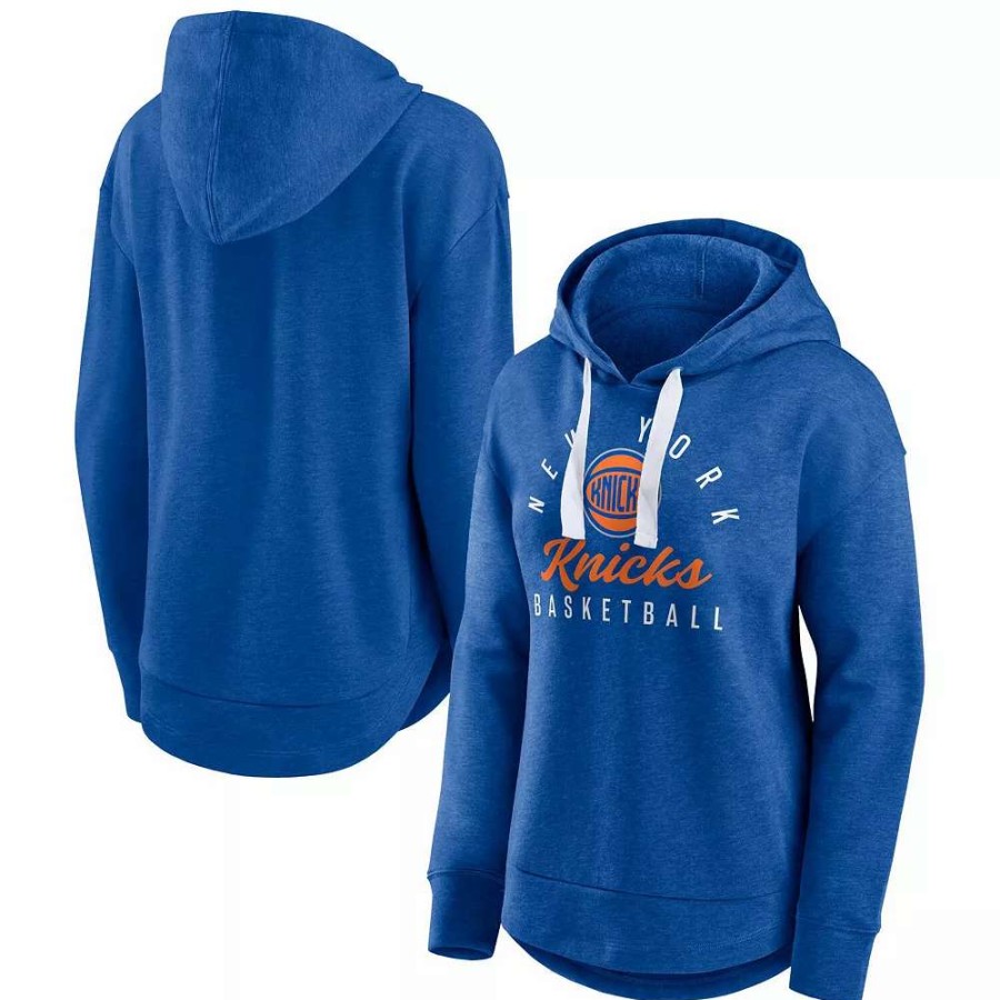 Tops * | Women'S Fanatics Branded Heather Blue New York Knicks Iconic Distribution Pullover Hoodie