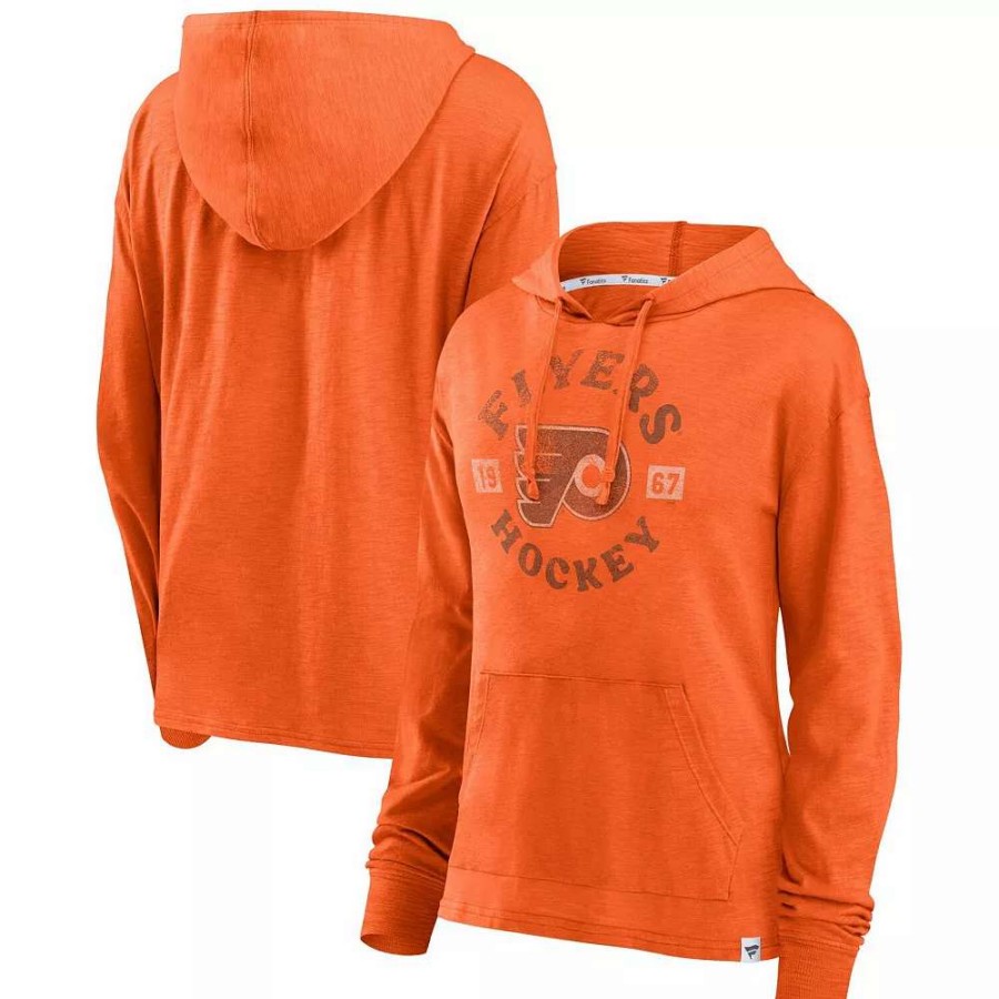 Tops * | Women'S Fanatics Branded Orange Philadelphia Flyers Heritage Salvation Waffle Pullover Hoodie