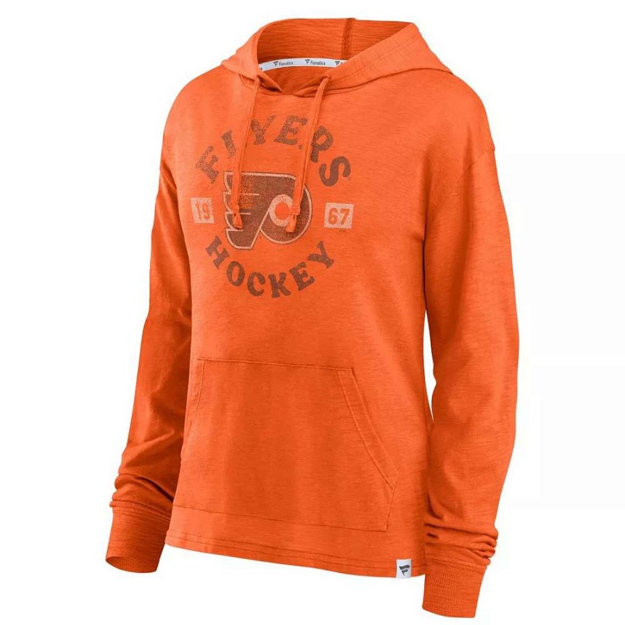 Tops * | Women'S Fanatics Branded Orange Philadelphia Flyers Heritage Salvation Waffle Pullover Hoodie