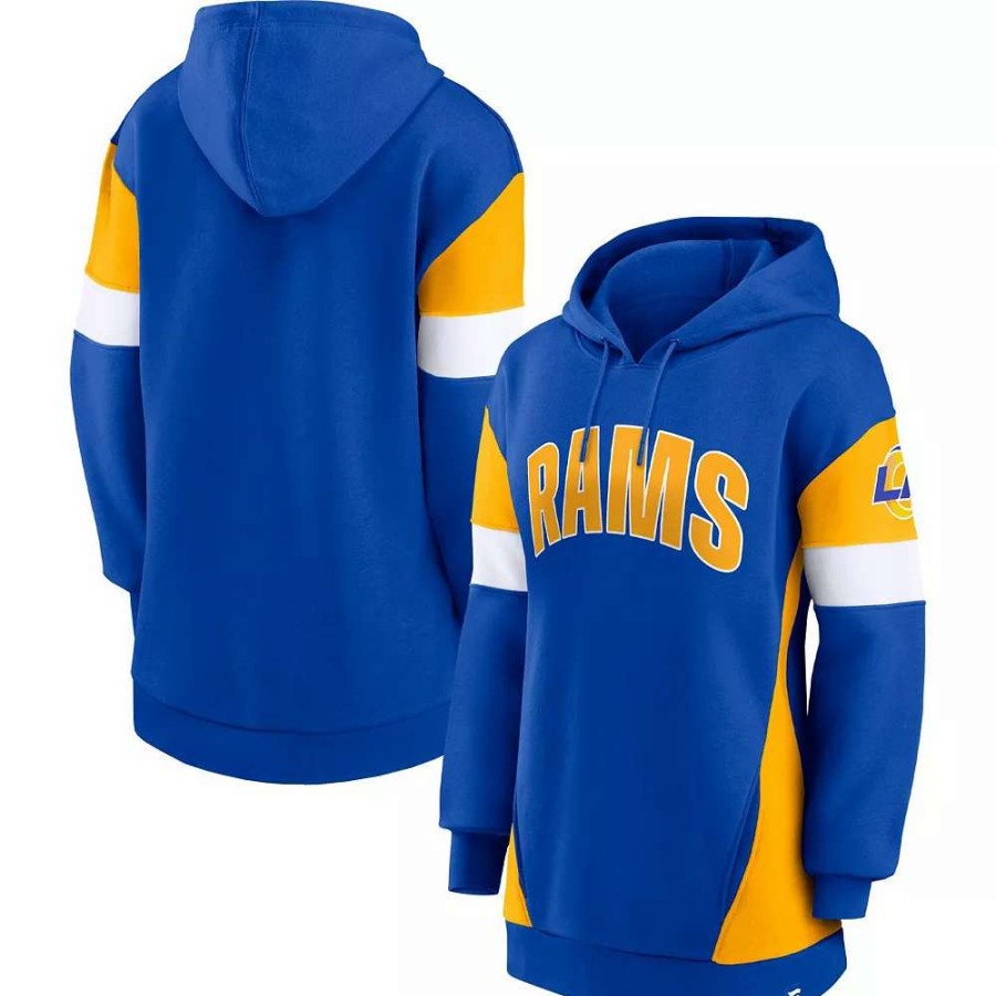 Tops * | Women'S Fanatics Branded Royal/Gold Los Angeles Rams Lock It Down Pullover Hoodie