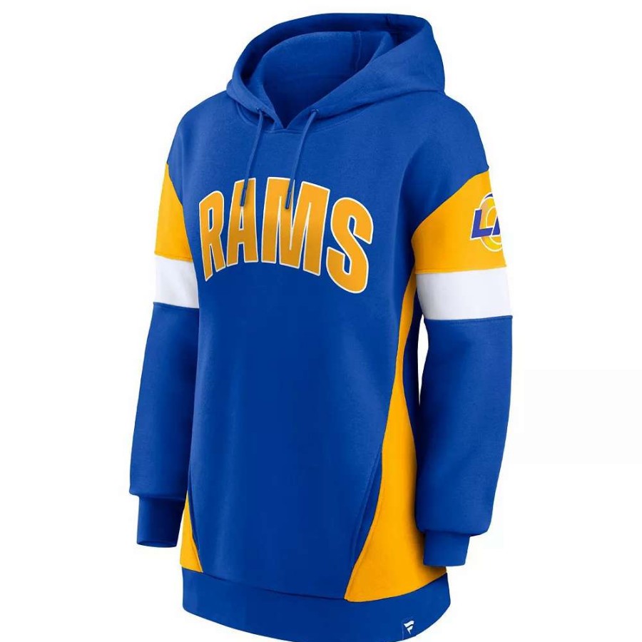 Tops * | Women'S Fanatics Branded Royal/Gold Los Angeles Rams Lock It Down Pullover Hoodie