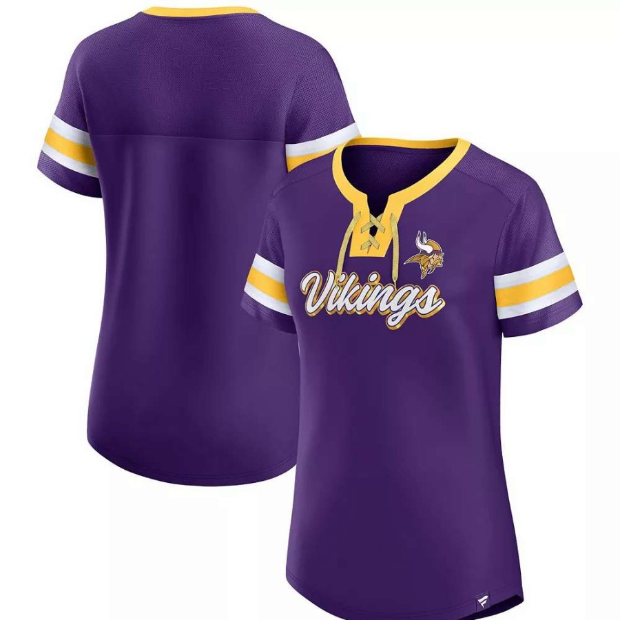 Tops * | Women'S Fanatics Branded Purple Minnesota Vikings Original State Lace-Up T-Shirt