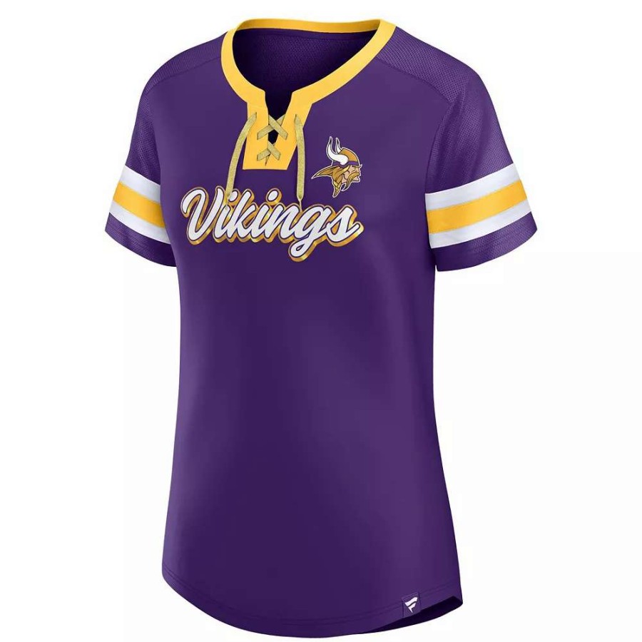 Tops * | Women'S Fanatics Branded Purple Minnesota Vikings Original State Lace-Up T-Shirt