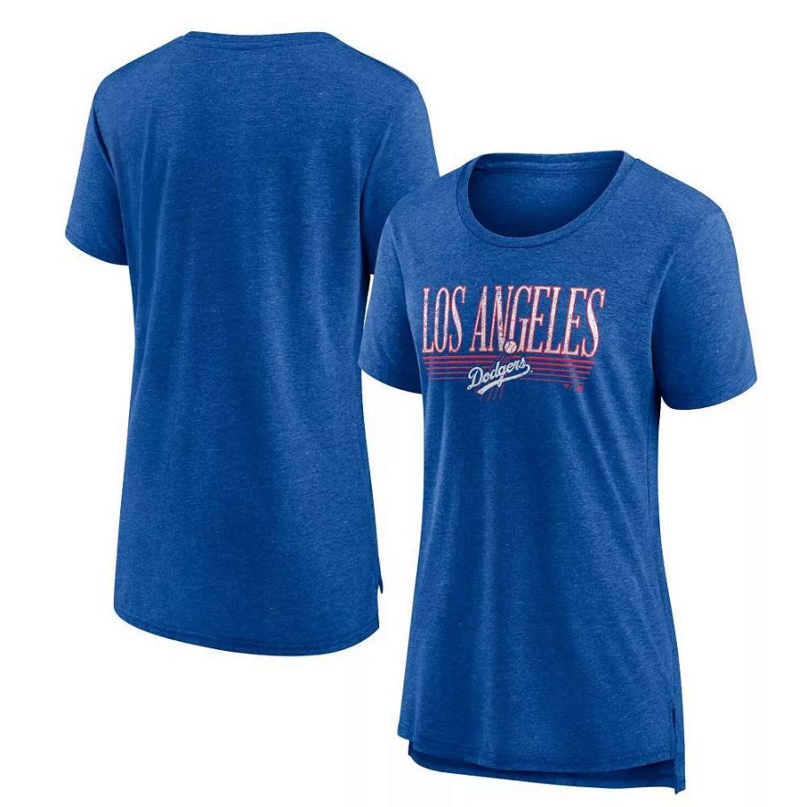 Tops * | Women'S Fanatics Branded Heathered Royal Los Angeles Dodgers Cooperstown Collection True Classics Tri-Blend T-Shirt