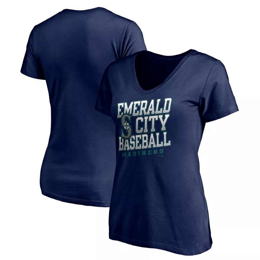 Tops * | Women'S Fanatics Branded Navy Seattle Mariners Hometown V-Neck T-Shirt