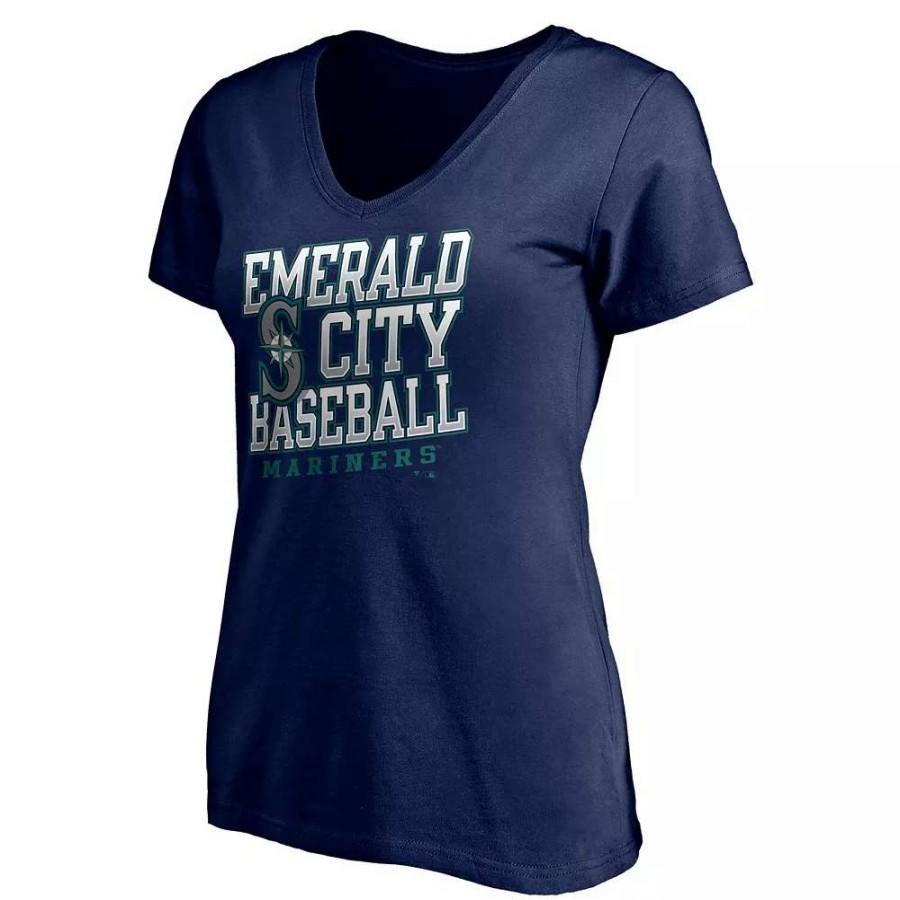 Tops * | Women'S Fanatics Branded Navy Seattle Mariners Hometown V-Neck T-Shirt