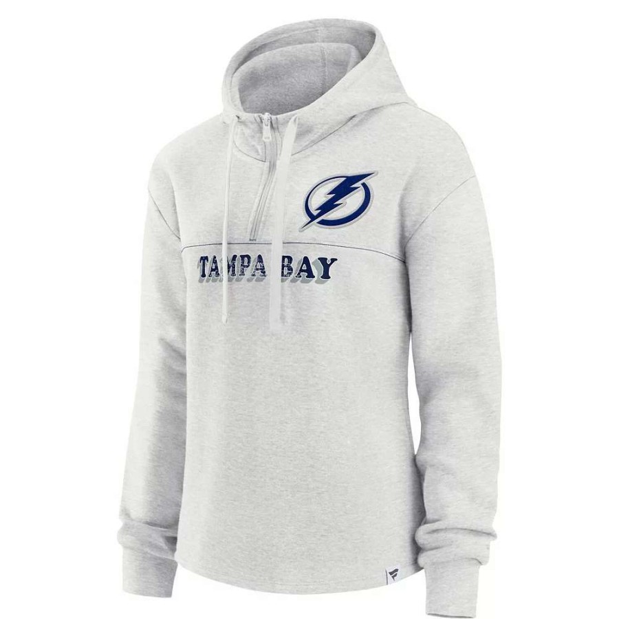 Tops * | Women'S Fanatics Branded Ash Tampa Bay Lightning True Classics Legacy Quarter-Zip Hoodie