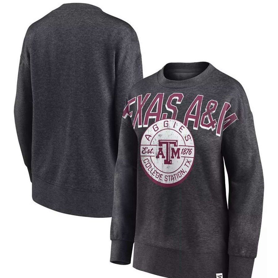 Tops * | Women'S Fanatics Branded Heathered Charcoal Texas A&M Aggies Jump Distribution Pullover Sweatshirt