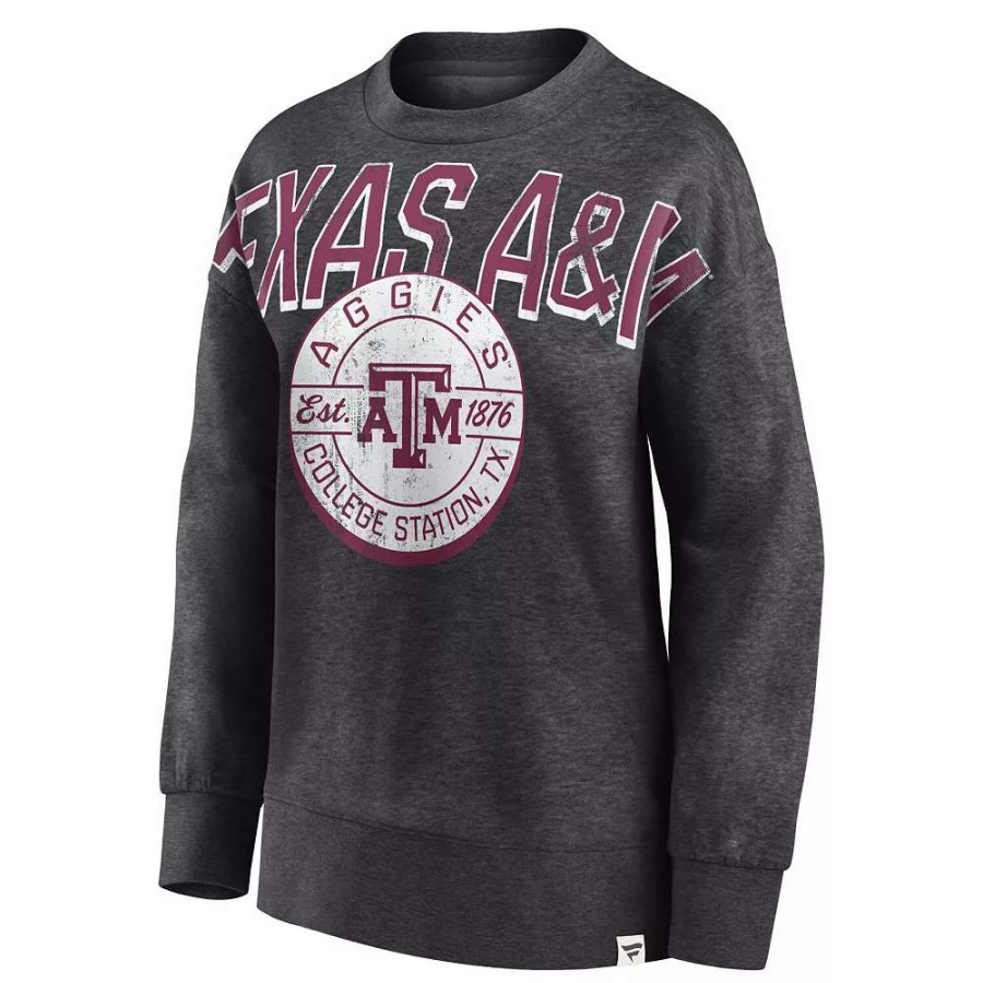 Tops * | Women'S Fanatics Branded Heathered Charcoal Texas A&M Aggies Jump Distribution Pullover Sweatshirt