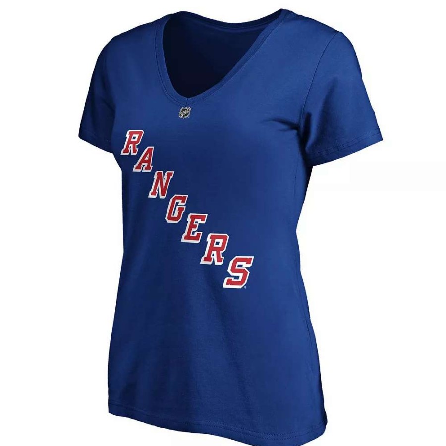 Tops * | Women'S Fanatics Branded Artemi Panarin Blue New York Rangers Authentic Stack Name & Number V-Neck T-Shirt