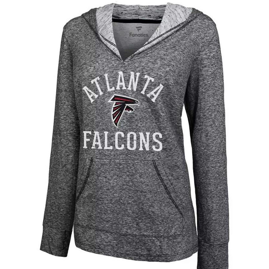 Tops * | Women'S Fanatics Branded Black Atlanta Falcons Doubleface Slub Pullover Hoodie