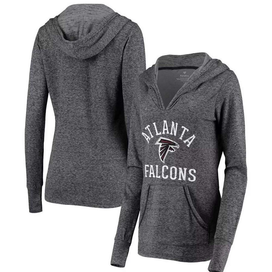 Tops * | Women'S Fanatics Branded Black Atlanta Falcons Doubleface Slub Pullover Hoodie