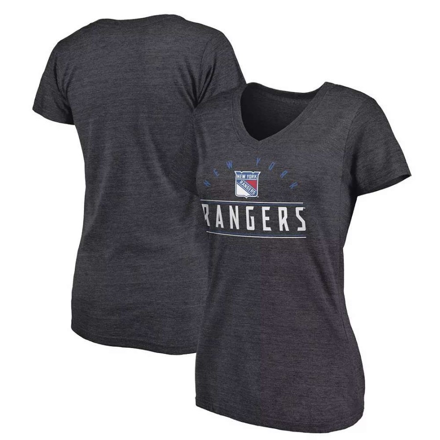 Tops * | Women'S Fanatics Branded Heather Charcoal New York Rangers League Leader V-Neck T-Shirt