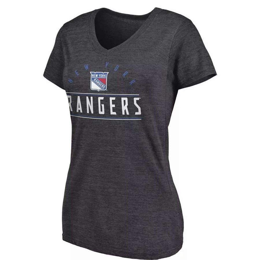 Tops * | Women'S Fanatics Branded Heather Charcoal New York Rangers League Leader V-Neck T-Shirt