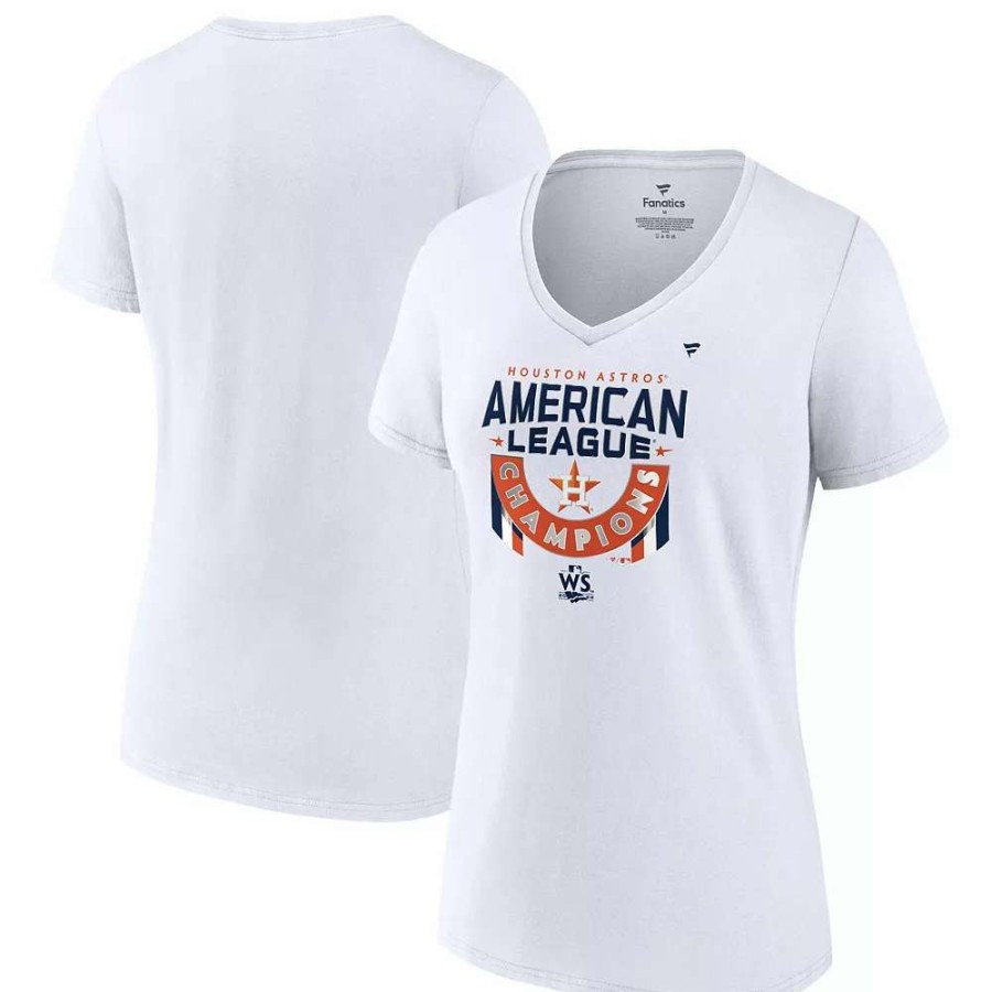 Tops * | Women'S Fanatics Branded White Houston Astros 2022 American League Champions Locker Room V-Neck T-Shirt