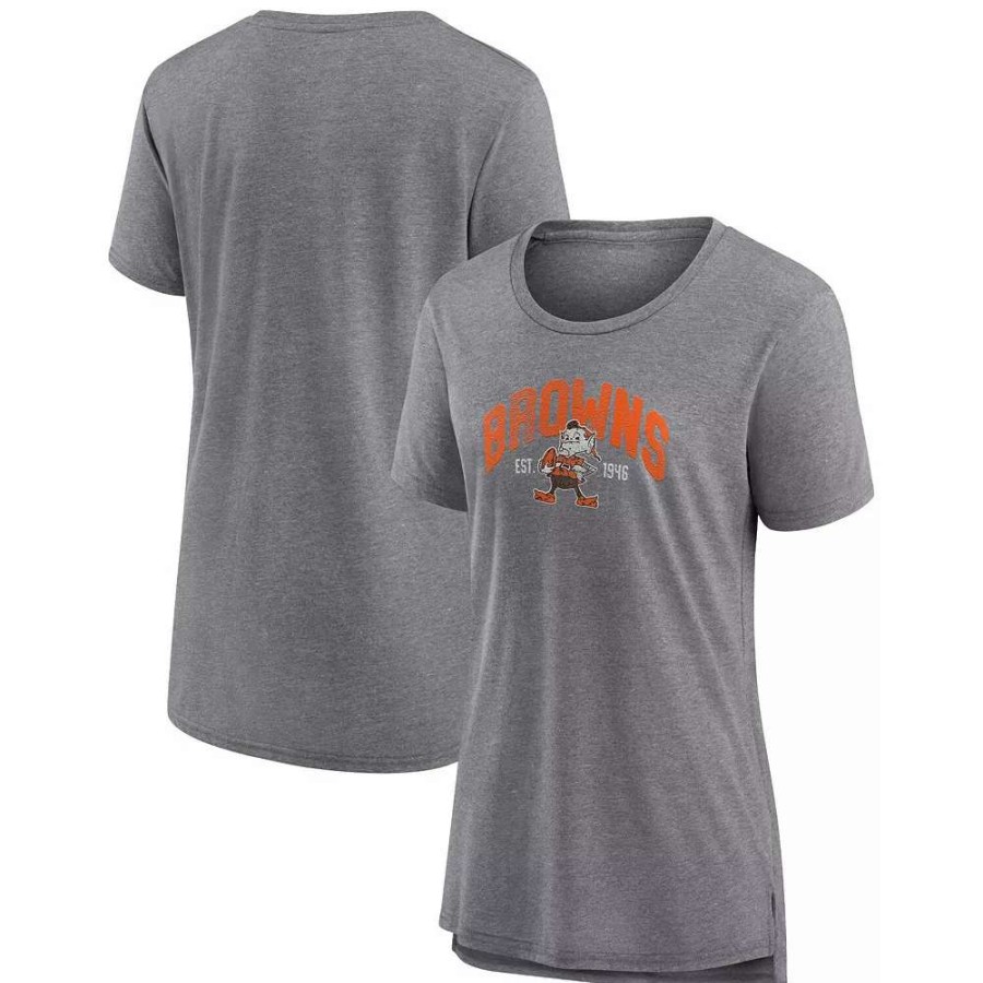 Tops * | Women'S Fanatics Branded Heathered Gray Cleveland Browns Drop Back Modern T-Shirt