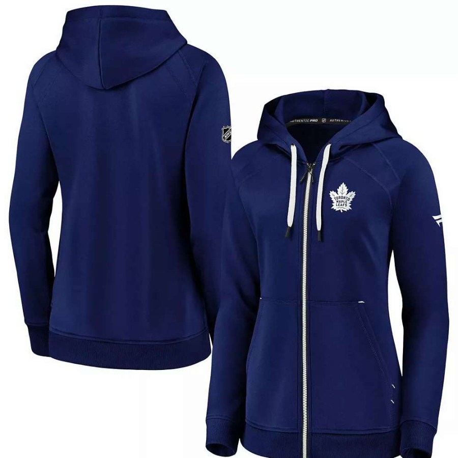 Tops * | Women'S Fanatics Branded Blue Toronto Maple Leafs Authentic Pro Travel Train Raglan Full-Zip Hoodie