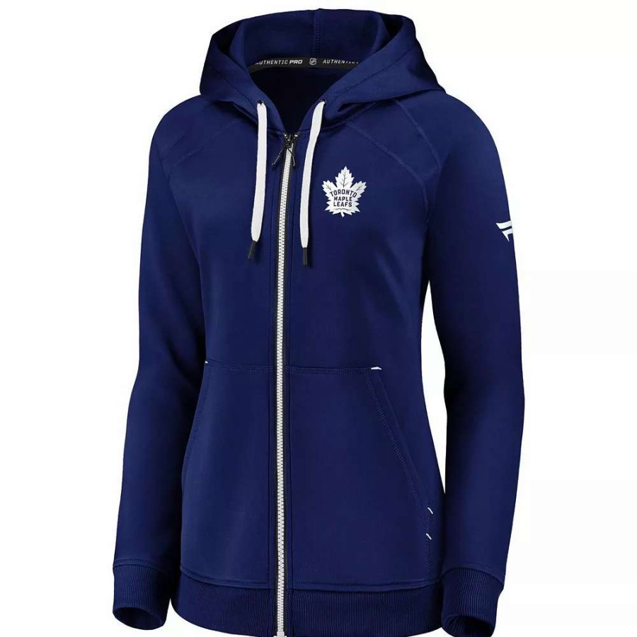 Tops * | Women'S Fanatics Branded Blue Toronto Maple Leafs Authentic Pro Travel Train Raglan Full-Zip Hoodie