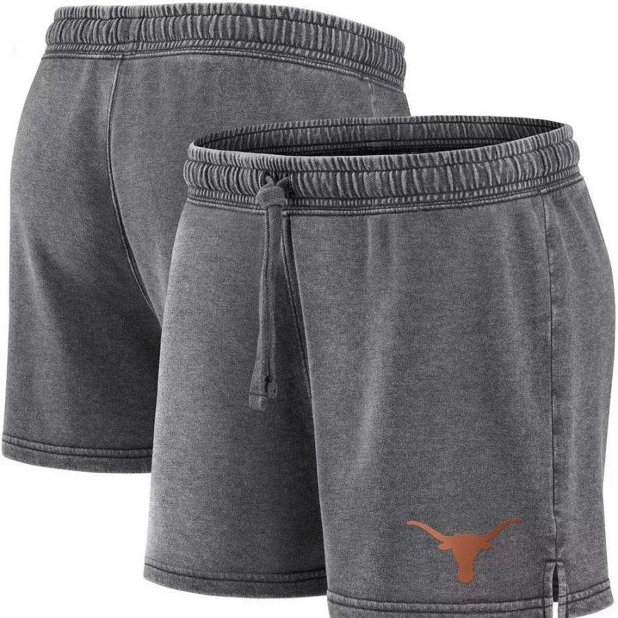 Bottoms * | Women'S Fanatics Branded Heathered Charcoal Texas Longhorns Retro French Terry Shorts