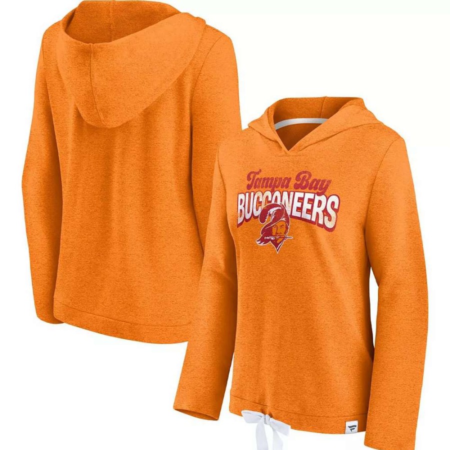 Tops * | Women'S Fanatics Branded Heathered Orange Tampa Bay Buccaneers First Team Flowy Pullover Hoodie