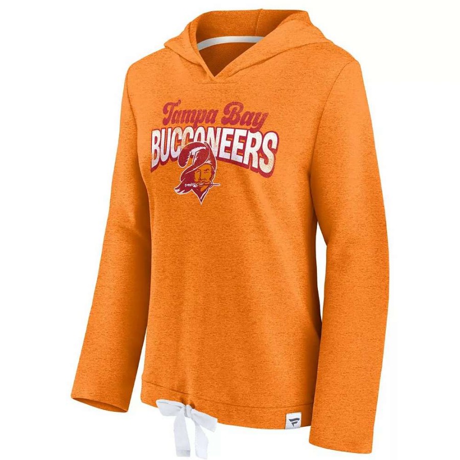 Tops * | Women'S Fanatics Branded Heathered Orange Tampa Bay Buccaneers First Team Flowy Pullover Hoodie